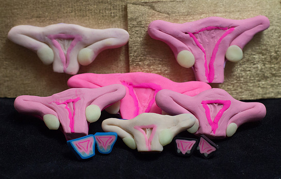 Uterus plaques, pins, and earrings